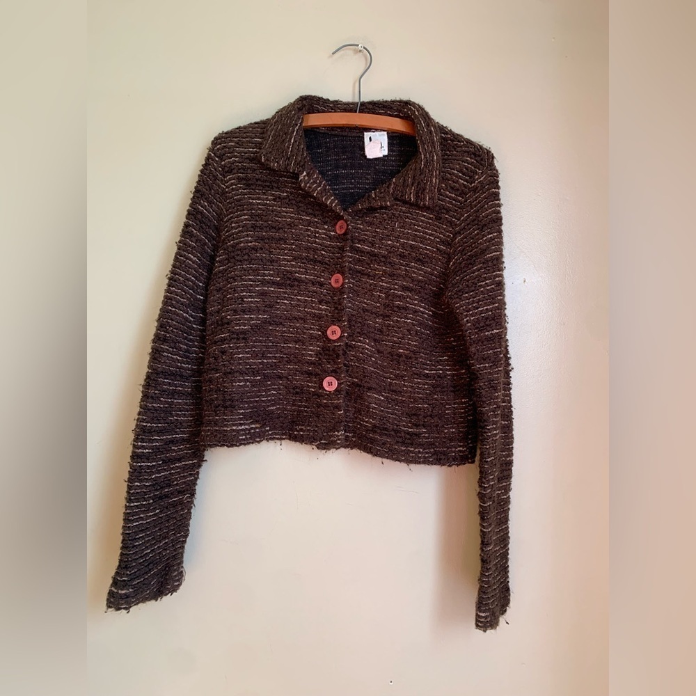 Blanc noir vintage button up cardigan sweater cropped